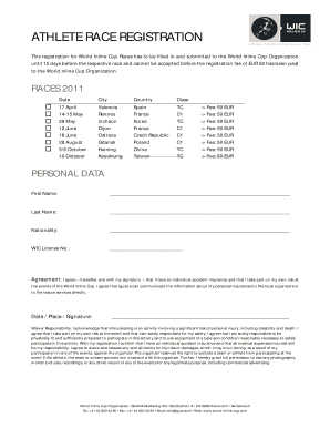WIC Athlete Race Registration 2011 v2