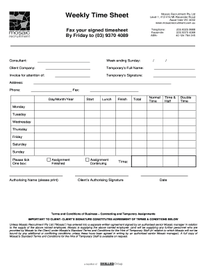 Mosaic Timesheet Ascot Valedoc