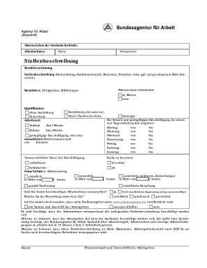 German Employment Form for Foreign Workers