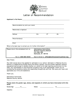 Friend letter of recommendation template - Letter of Recommendation 1617 - waimeacountryschool