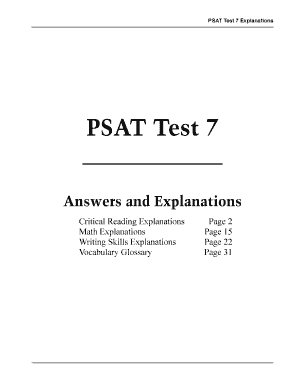 Fillable Online PSAT Form 7 W6 Explans All Fax Email Print - pdfFiller
