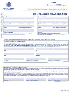 COMPLIANCE FRAGEBOGEN BITTE IN BLOCKBUCHSTABEN AUSFLLEN