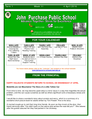 Term 1 Week 11 4 April 2016 - John Purchase Public School - johnpurch-p schools nsw edu