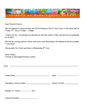 Certificate of termination - End of Year Disco Details - Kenninghall Community Primary School