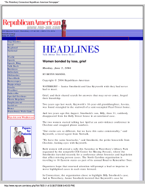 Fillable Online The Waterbury Connecticut Republican American Newspaper Billy Fax Email Print Pdffiller