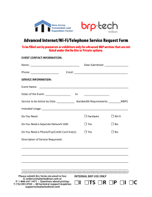 NJX Advanced Internet-VOIP Service Request Form