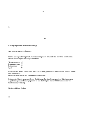 Mobilfunkvertrag Kündigung