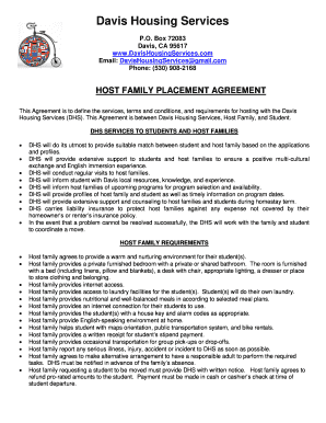 Host Family Agreement - Davis Housing Services