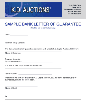 auction letter from bank