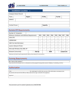 5. DTI Installation location form - dti co