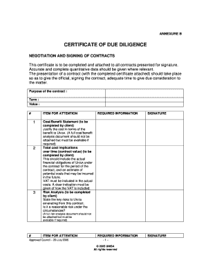 Lance agreement uk - ANNEXURE B CERTIFICATE OF DUE DILIGENCE NEGOTIATION AND SIGNING OF CONTRACTS This certificate is to be completed and attached to all contracts presented for signature - unisa ac