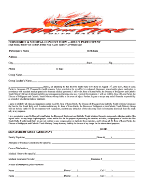 PERMISSION amp MEDICAL CONSENT FORM ADULT PARTICIPANT