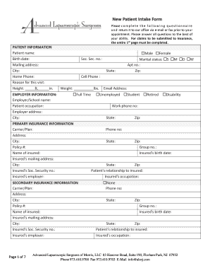 New Patient Intake Form - Bariatric Surgery NJ
