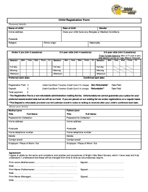 Child Registration Form - bbrightlittlestarsbbcomb