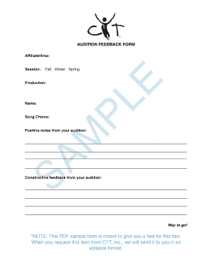 CYT Audition Feedback Form SAMPLE - cytglobalcom