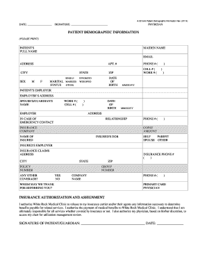 PATIENT DEMOGRAPHIC INFORMATION - Internal Medicine