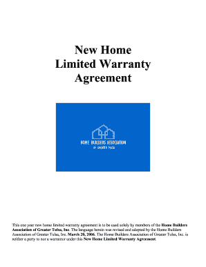 Fillable Online New Home Limited Warranty Agreement - Green Homes Fax