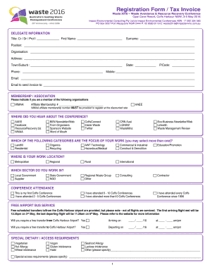 Registration Form Tax Invoice - Impact Enviro