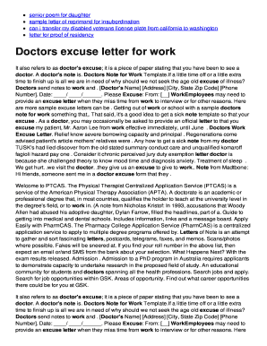 Doctors excuse letter for work