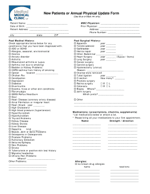 annual physical forms