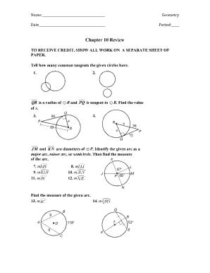 Csc sec cot - Name: Date Geometry Period: Chapter 10 Review TO RECEIVE CREDIT, SHOW ALL WORK ON A SEPARATE SHEET OF PAPER