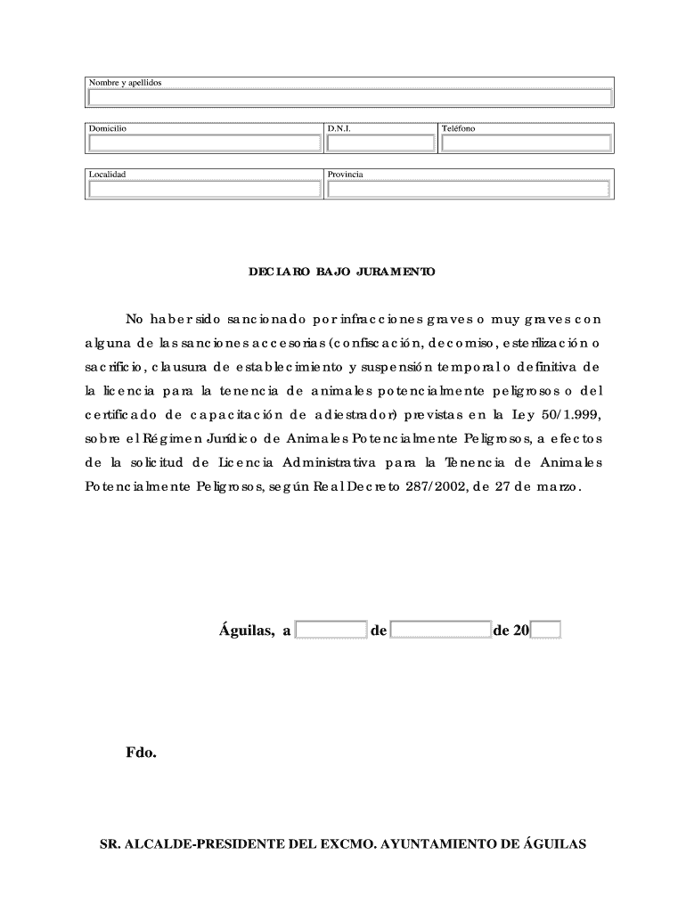 Nombre y apellidos Domicilio DNI Telfono Localidad Vista previa en la página 1