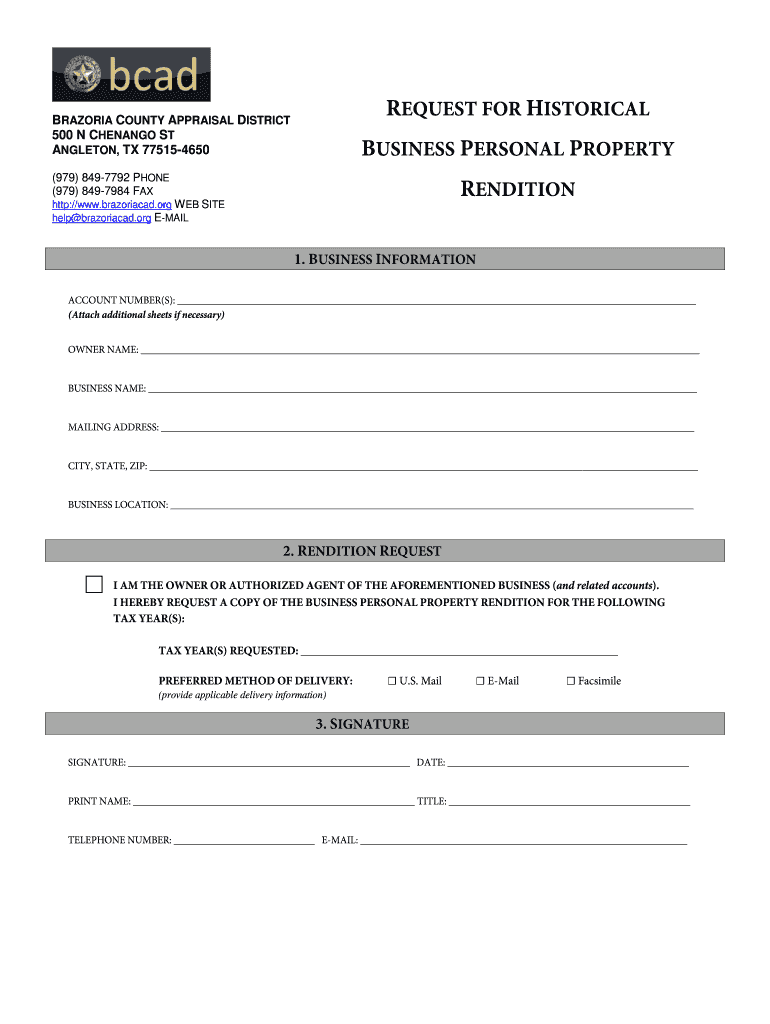 Fillable Online brazoriacad BRequestb for bHistoricalb Renditions