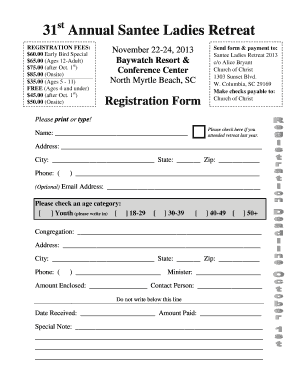 santee ladies retreat 2016 form