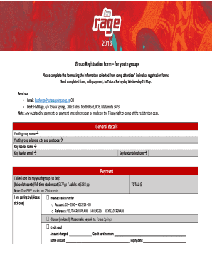 Group Registration Form for youth groups - totarasprings org