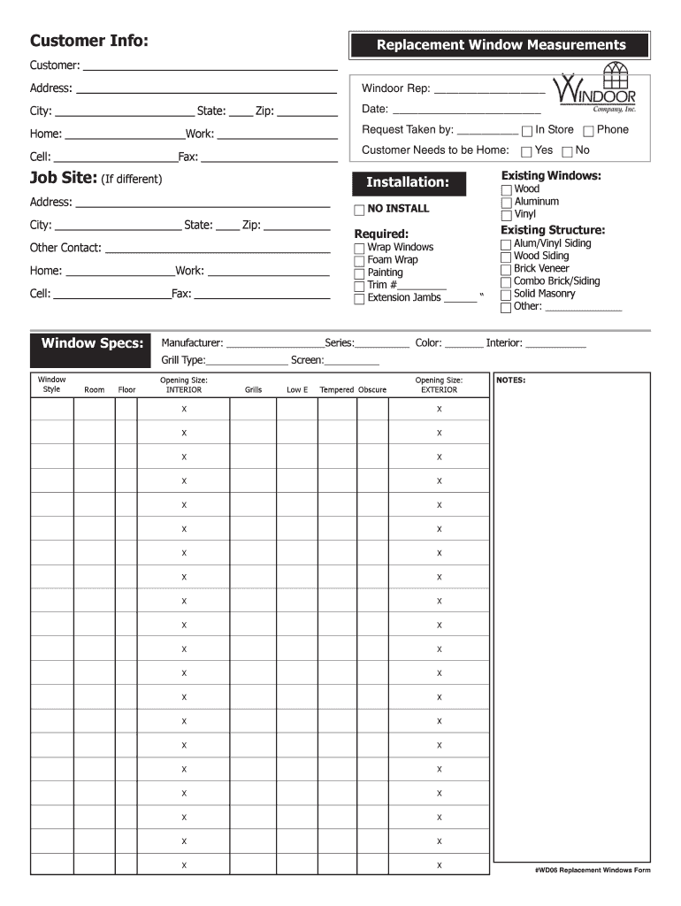 Window Measurement Template Fill Online, Printable, Fillable, Blank