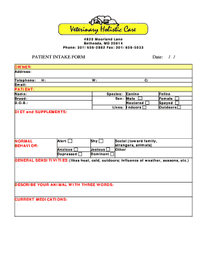 PATIENT INTAKE FORM Date - bvhcdocbbcomb