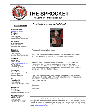 Welcome to our THE SPROCKET New Members November December - siwheelmen