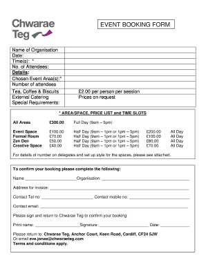EVENT BOOKING FORM - Chwarae Teg - cteg org