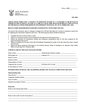 Application form for a bpermitb to construct to alter or to enlarge bb - DWA - dwa gov