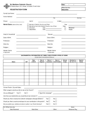 St. Matthew Catholic Church REGISTRATION FORM - saintmatthewcc