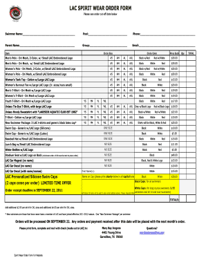LAC SPIRIT WEAR ORDER FORM - swimlacorg