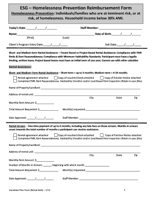 Homeless Prevention Rental Assistance bFormb