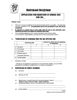 Application for reduction in school fees