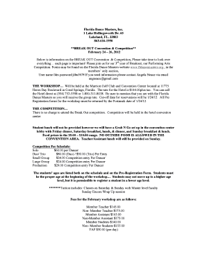 Break out convention packet - Florida Dance Masters, Inc. - fldancemasters