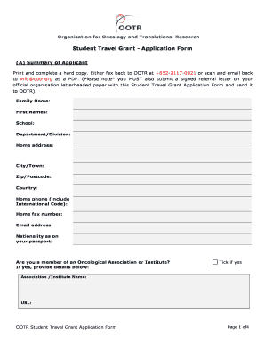 Student Travel Grant - Application Form - bootrbborgb Fill ...