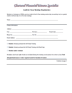 Audit In Class Training Registration - afdsca