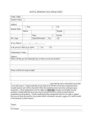 RENTAL PROPERTY PET APPLICATION - townofeaglelake