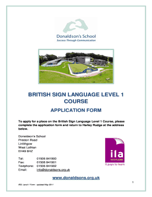 British sign language level 1 course application form - Donaldson's ... - donaldsons org