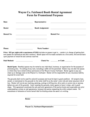 Antique mall booth rental contract - Booth Rental Agreement Form for Promotional