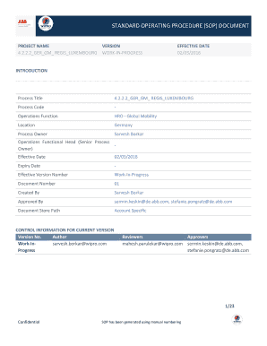 Standard operating procedure sop bdocumentb - ABB