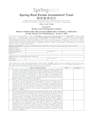 Managed by Spring Asset Management Limited PROXY FORM FOR