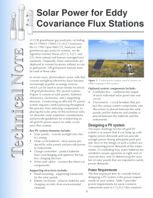 Solar Power for Eddy Covariance Stations Basic description of off-grid solar power systems for eddy covariance flux stations