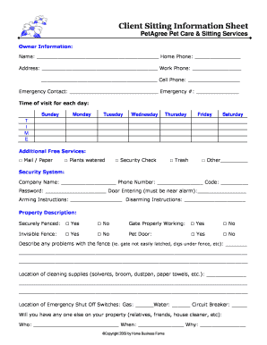 client sitting information sheet bpetagreesittersbbcomb fill