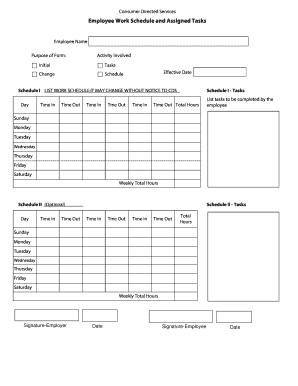 Fillable Online Employee Work Schedule and Assigned Tasks Fax Email ...