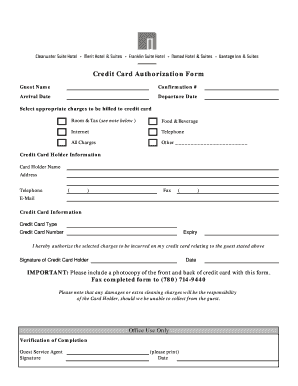 Credit Card Authorization Form - Merit Hotel amp Suites